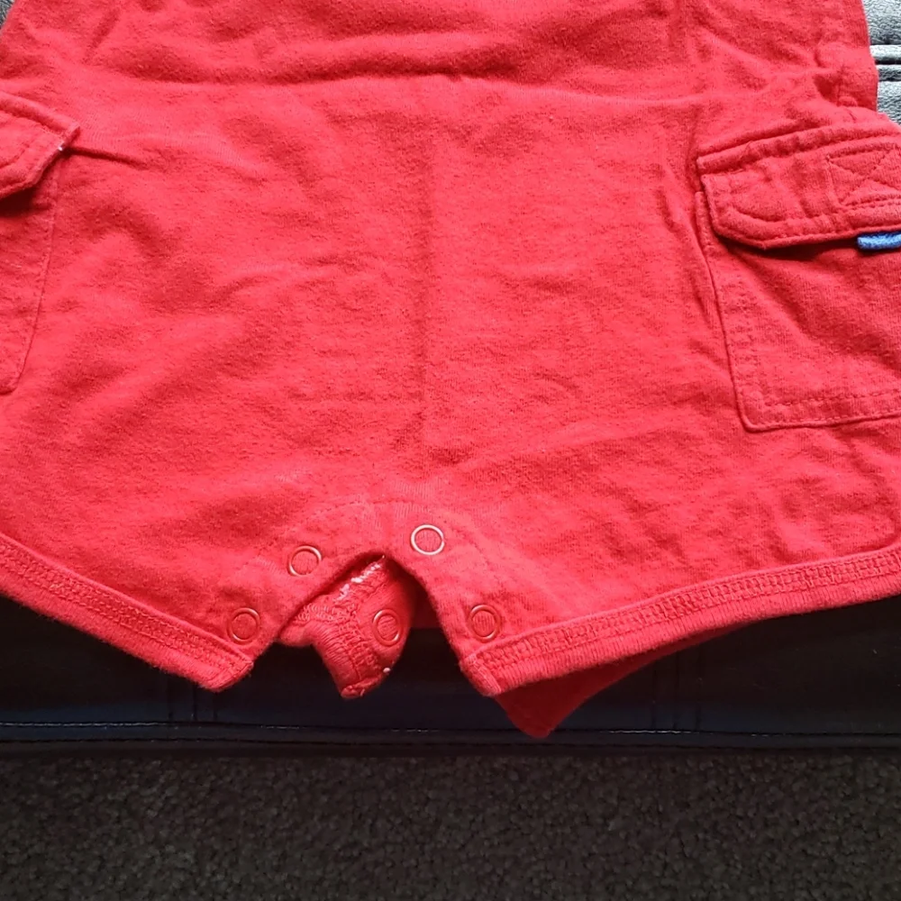 Carter's Little Hero Romper Red Gray 9 months